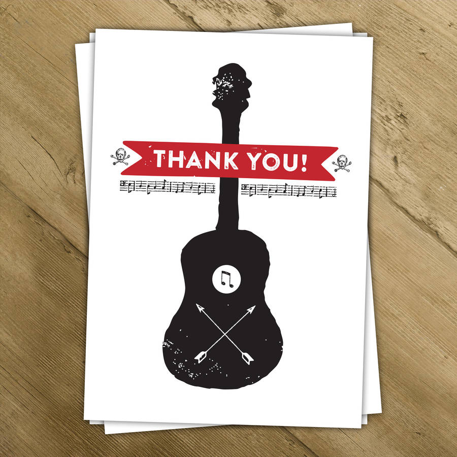 guitar thank you cards by a is for alphabet | notonthehighstreet.com