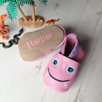 Personalised Dinosaur Baby Shoes, 2 of 6
