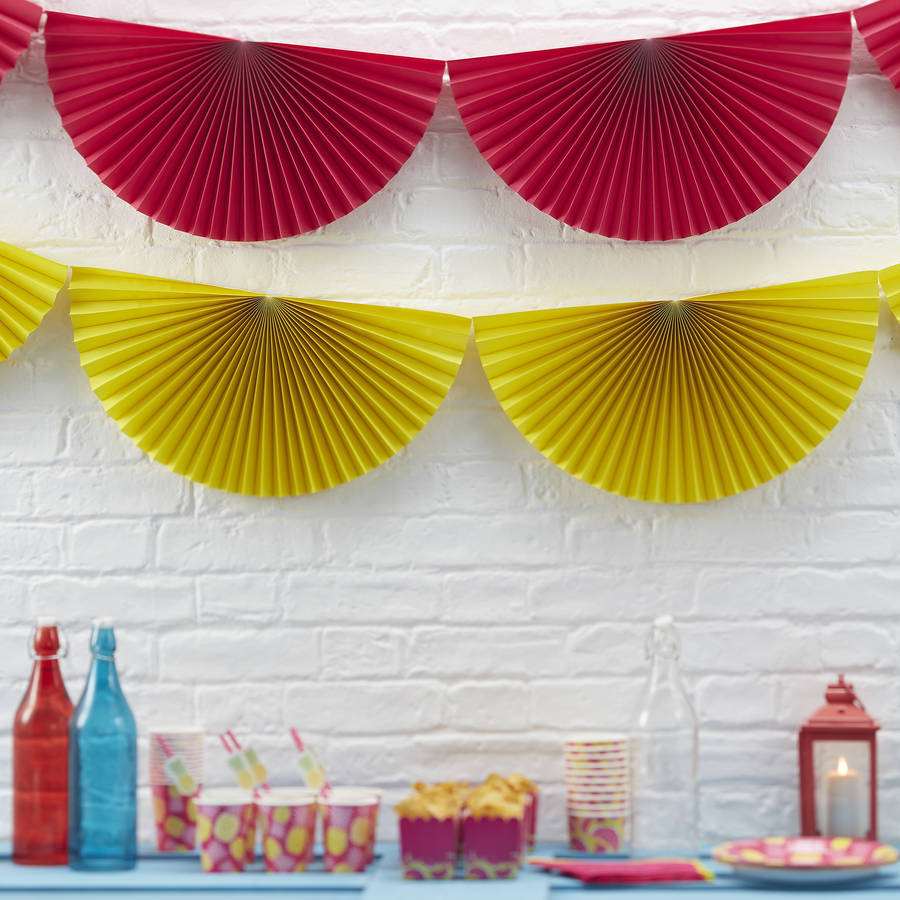 yellow paper hanging  fan decorations  by ginger ray 