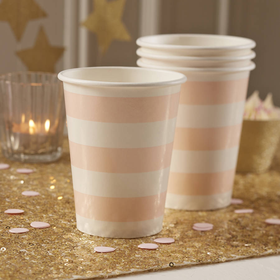 Pastel Pink Striped Paper Cups By Ginger Ray