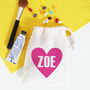 Personalised 'Name Heart' Draw Cord Makeup And Bits Bag, thumbnail 2 of 7