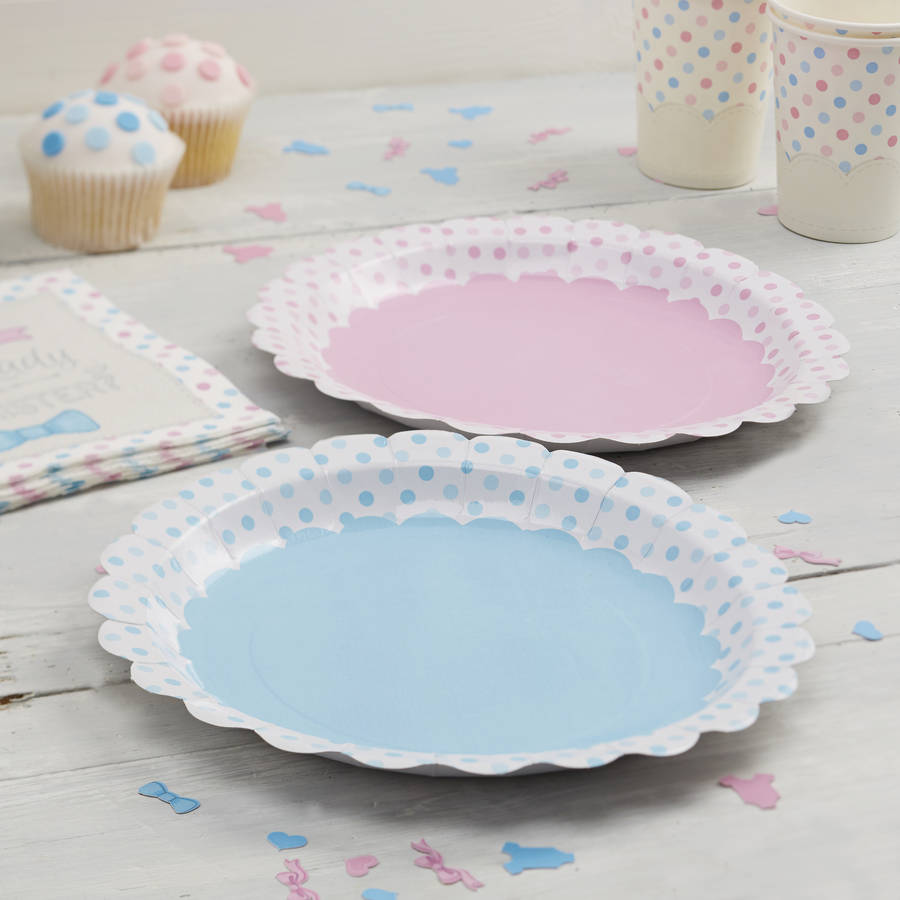pink and blue spotty paper plates by ginger ray