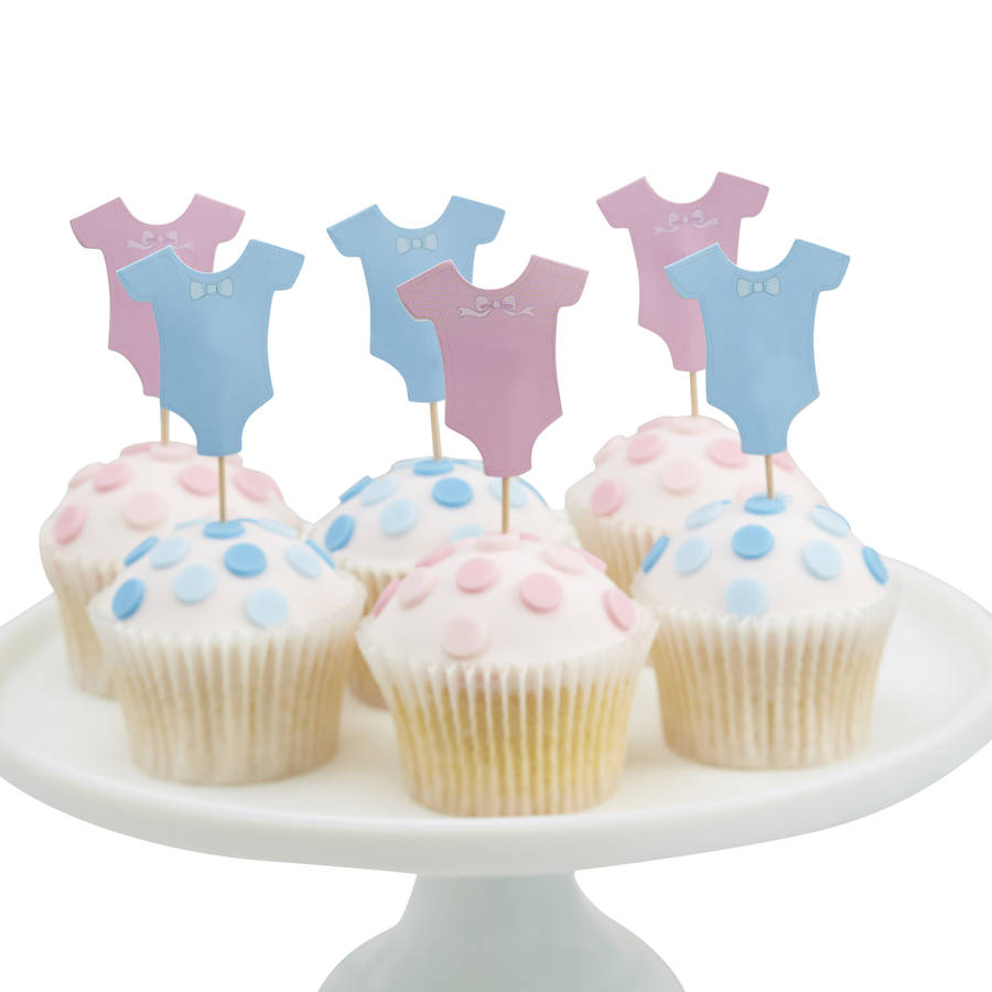 pink and blue baby grow cupcake toppers by ginger ray ...