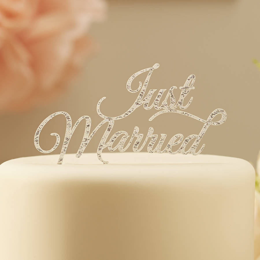 silver sparkling just married cake topper by ginger ray