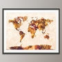 World Map Watercolour Print, thumbnail 3 of 5