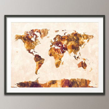 World Map Watercolour Print, 3 of 5