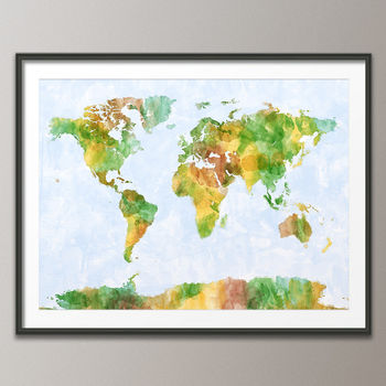 World Map Watercolour Print, 5 of 5