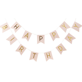 Pastel Pink And Gold Foiled 'Happy Birthday' Bunting, 2 of 3