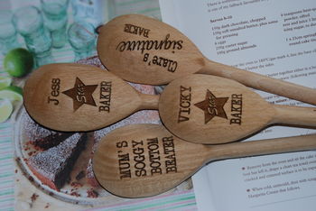 Personalised Pair Of Little And Large 'Bake Off' Spoons, 3 of 3