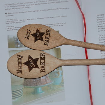 Personalised Pair Of Little And Large 'Bake Off' Spoons, 2 of 3