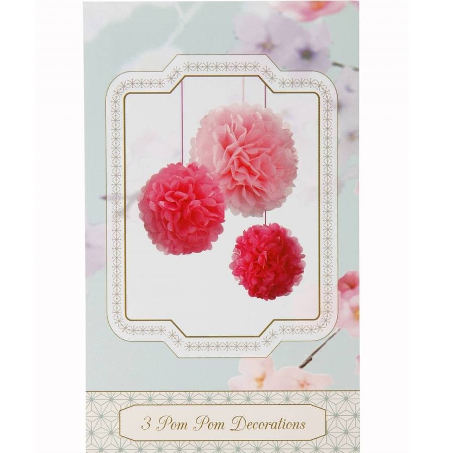 Set Of Three Pink Pom Pom Decorations By All Things Brighton Beautiful ...