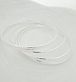 Hammered Sterling Silver Bangle, 3 of 5