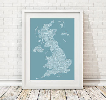 UK Places Typographic Map Print, 5 of 11