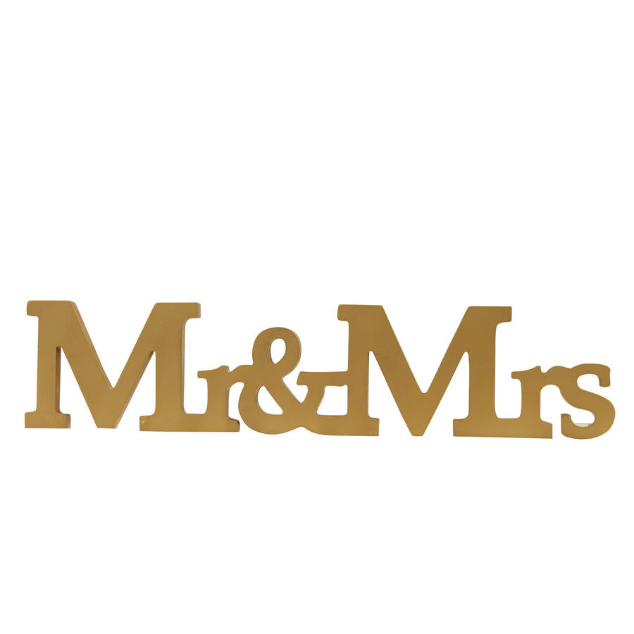 mr and mrs gold wooden wedding sign by ginger ray