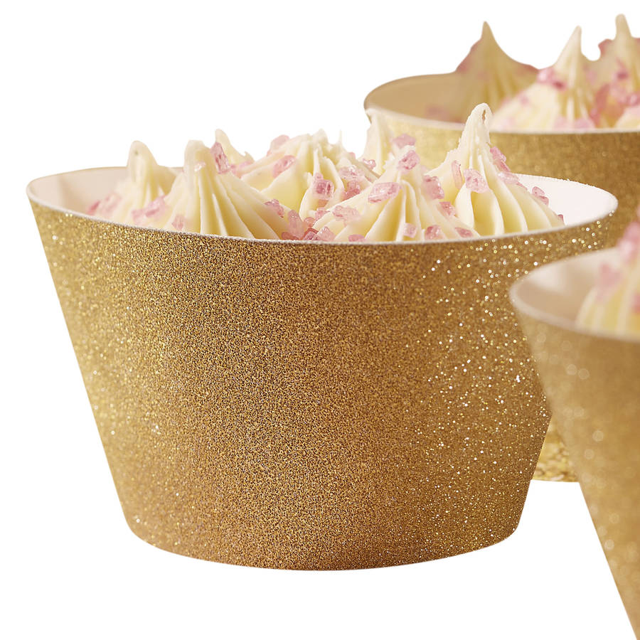gold glitter sparkle cupcake wraps by ginger ray
