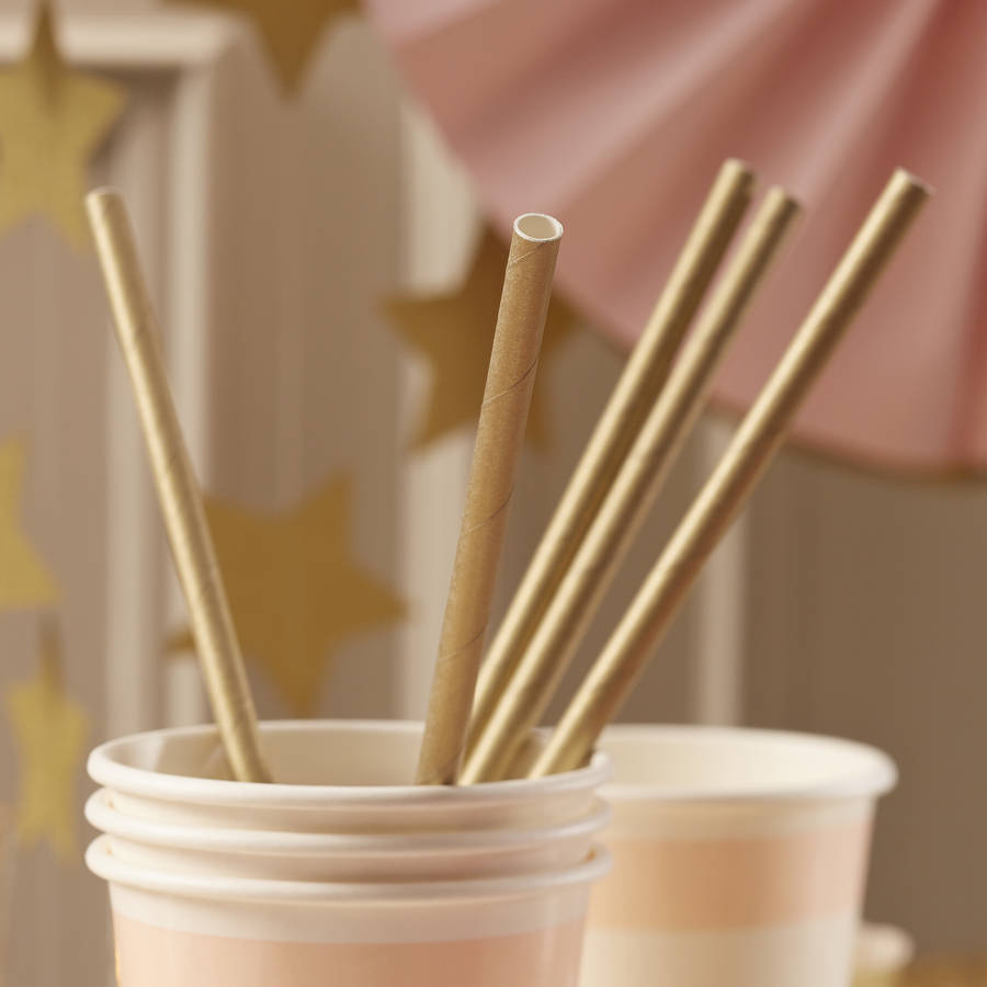 metallic gold paper straws by ginger ray