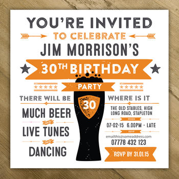 Personalised Pint Glass Party Invites, 2 of 4