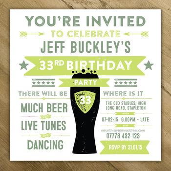 Personalised Pint Glass Party Invites, 3 of 4
