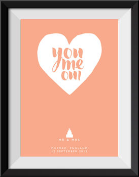 Personalised 'You, Me, Oui' Wedding Day Print, 5 of 7