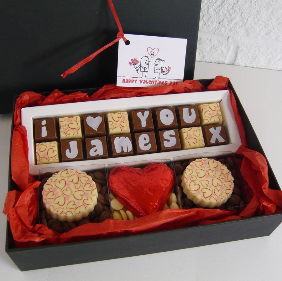 Personalised Gift Box Of 'i Love You' Chocolates By