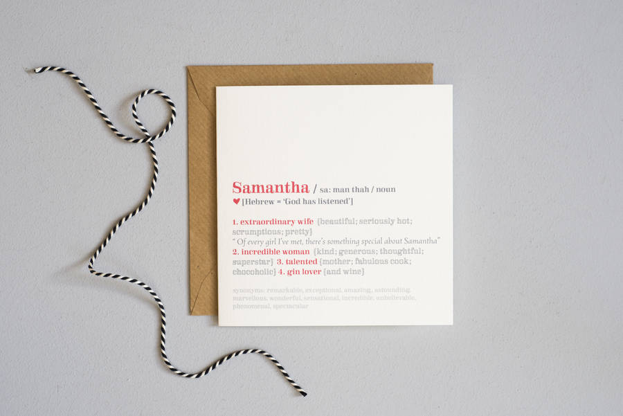 Personalised Dictionary Definition Card By Bonnie Blackbird