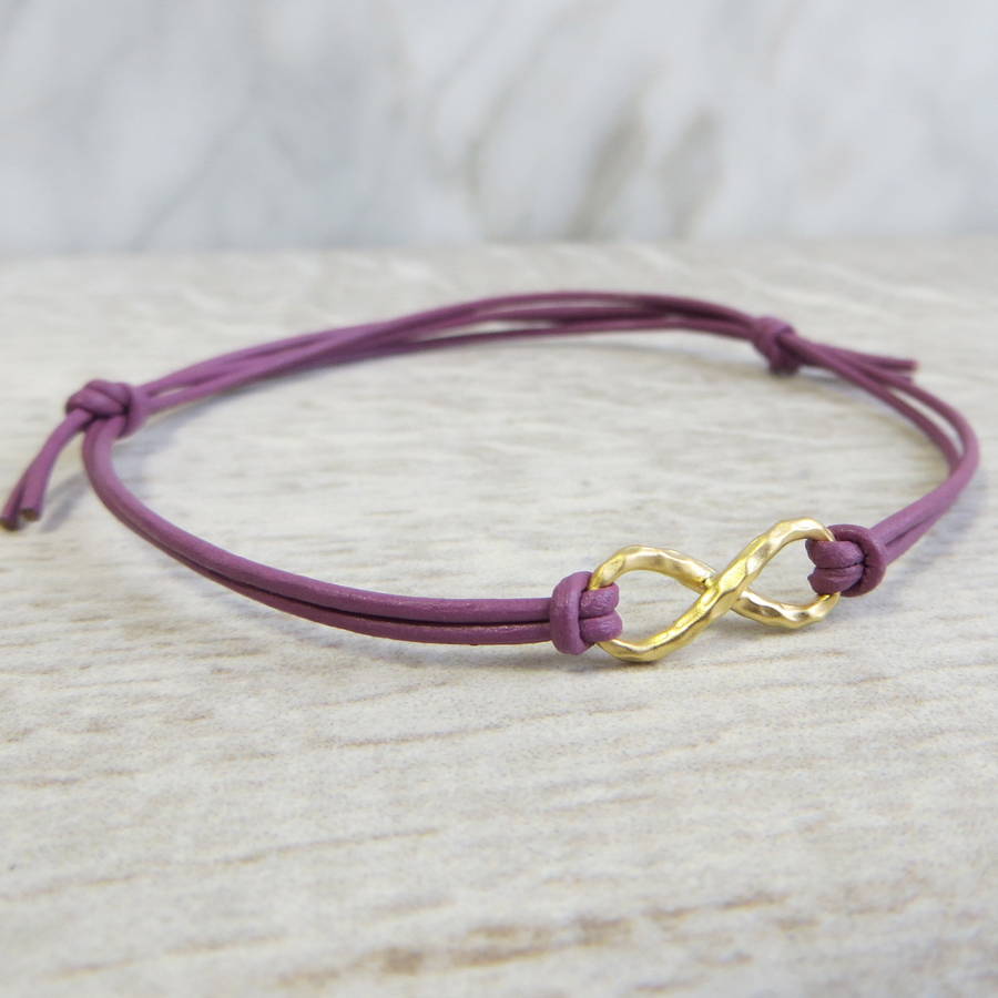 yellow gold infinity charm and leather bracelet by gracie collins ...