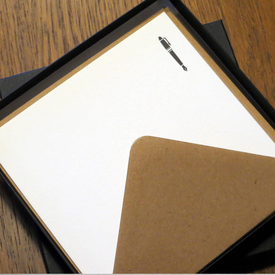 'fountain pen' box set of letterpress notecards by yield ink