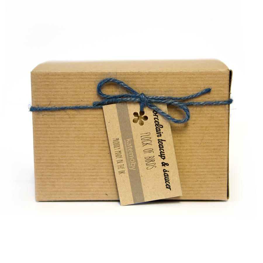 Navy Birds Tea Cup And Saucer Set By Kate Moby