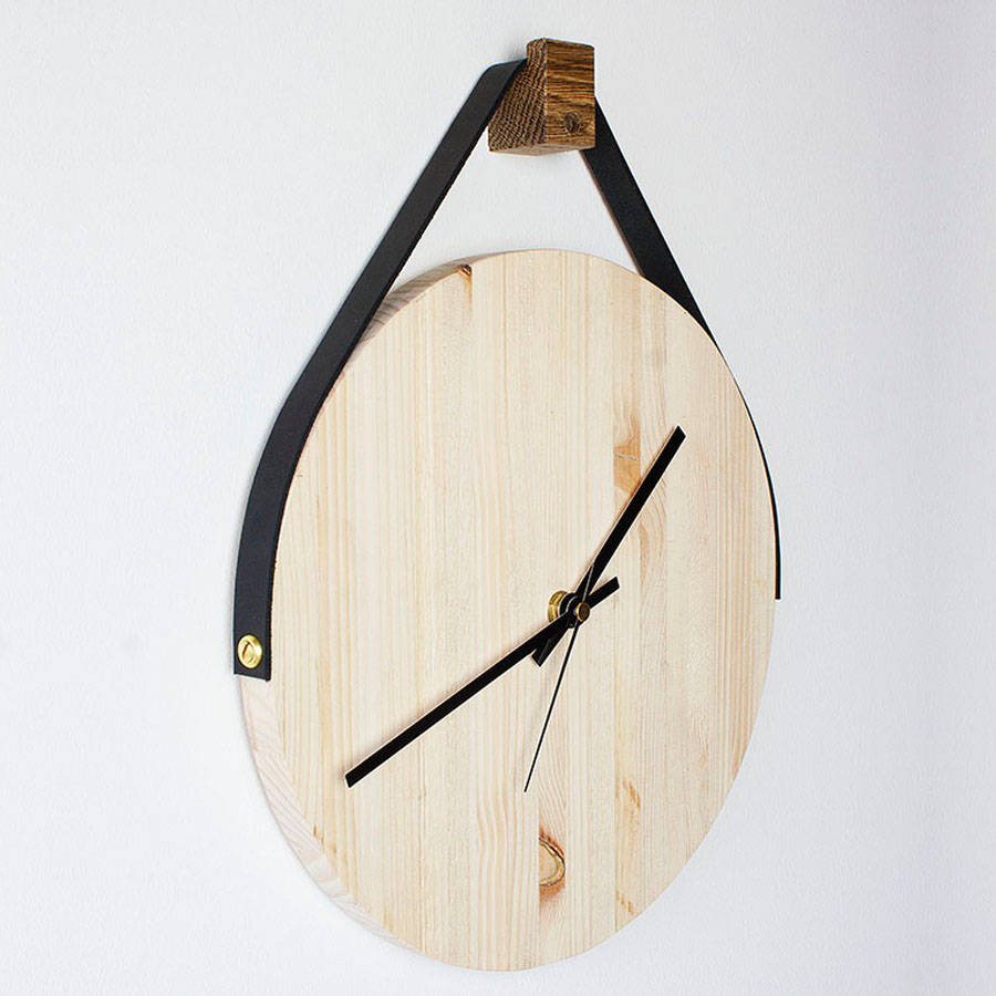 wooden hanging wall clock by factorytwentyone