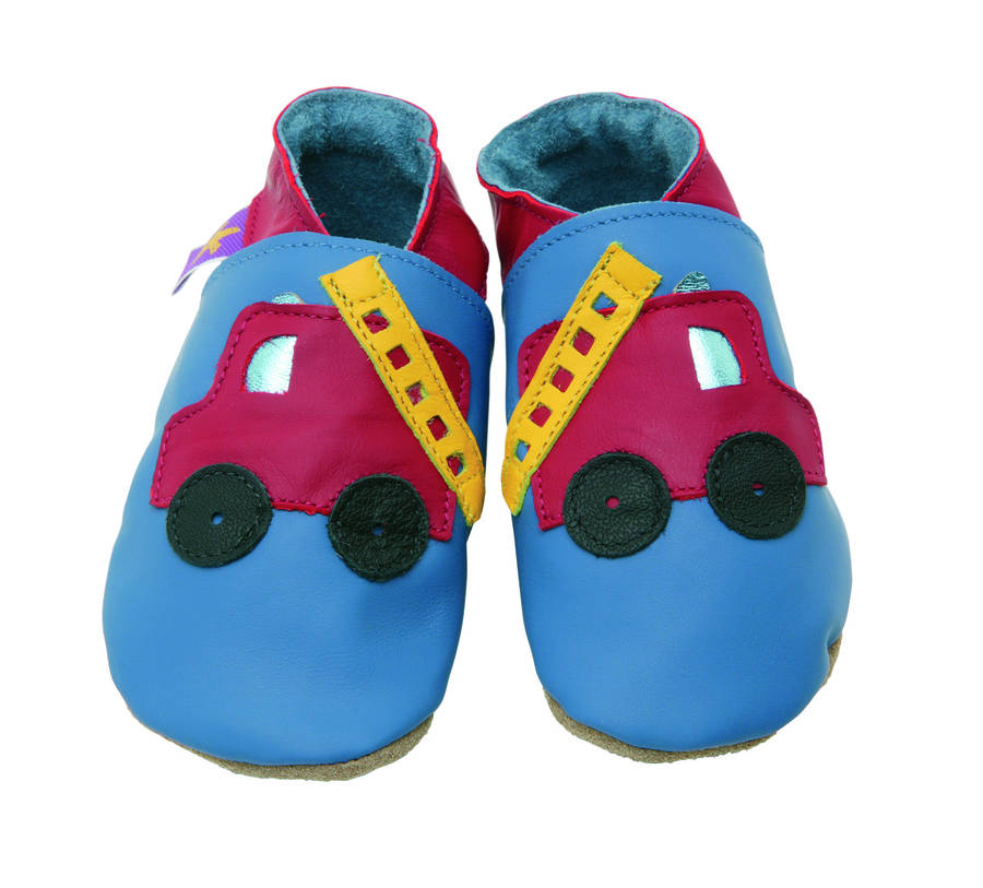 Boys Soft Leather Baby Shoes Fire Engine Blue