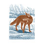 Fox In The Snow Linocut Poster Print, thumbnail 2 of 2