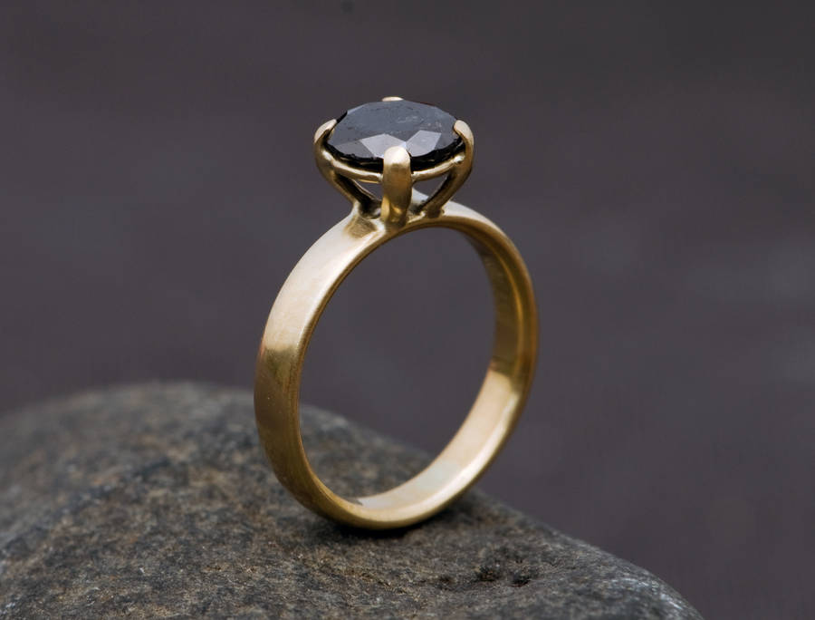 Black Diamond Gold Engagement Ring By William White