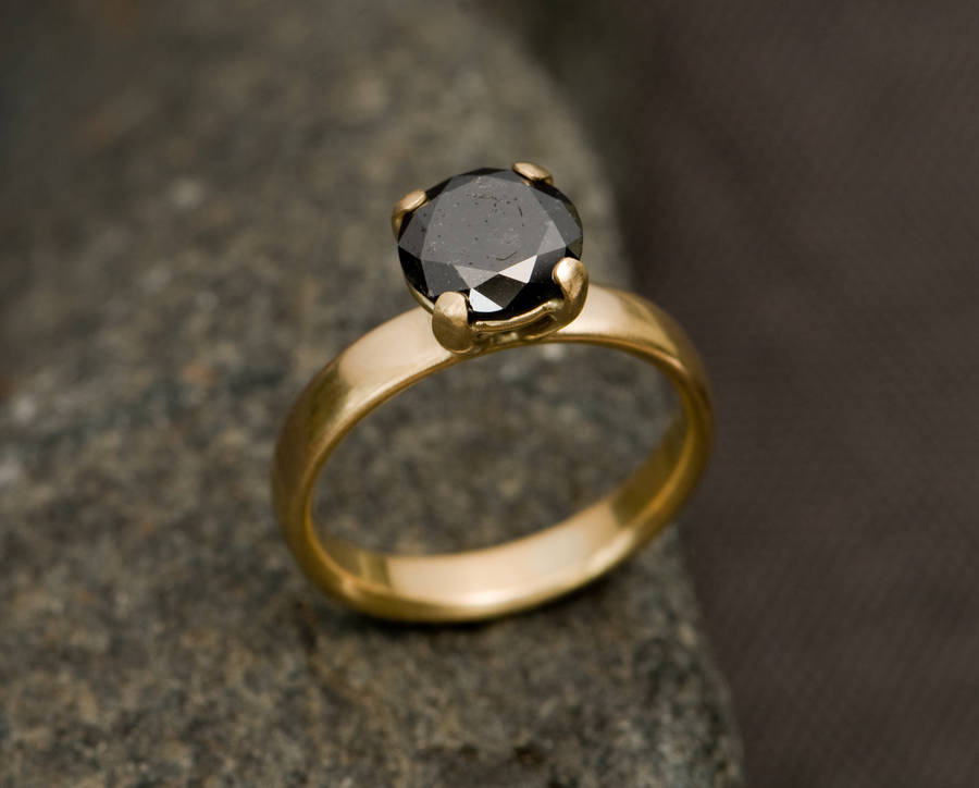 Black Diamond Gold Engagement Ring By William White