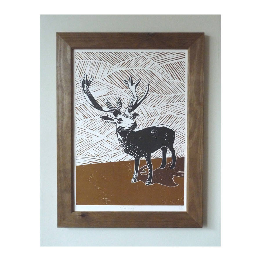 Stag Linocut Poster Print, 1 of 2