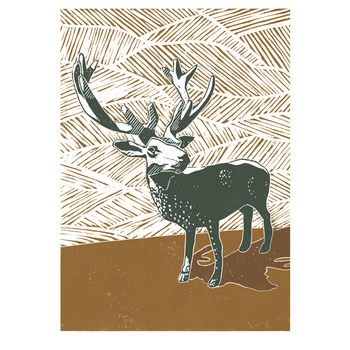 Stag Linocut Poster Print, 2 of 2