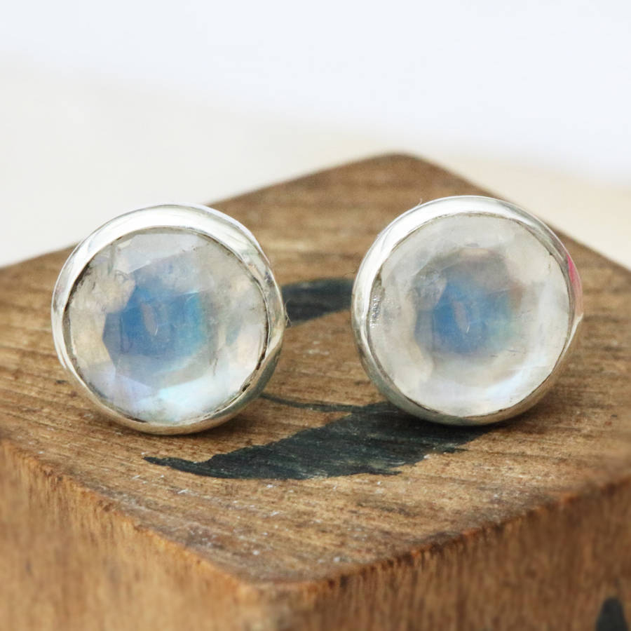 Moonstone Gold Earrings Uk Navy Quartz And Pearl Kamille Sterling Silver Stud And Stone Earrings By Bloom Boutique
