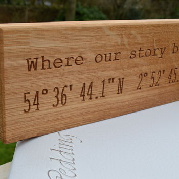 Romantic Engraved Oak Location Sign, 3 of 8
