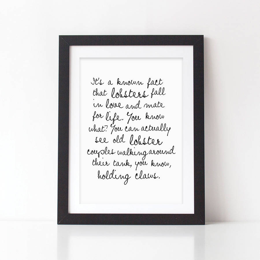 lobster quote print by sweetlove press | notonthehighstreet.com
