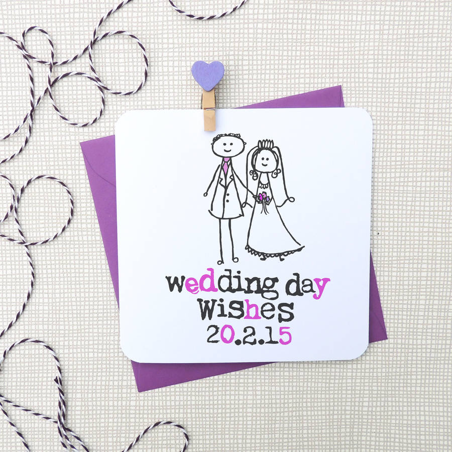 'wedding day wishes' personalisable cardparsy card co