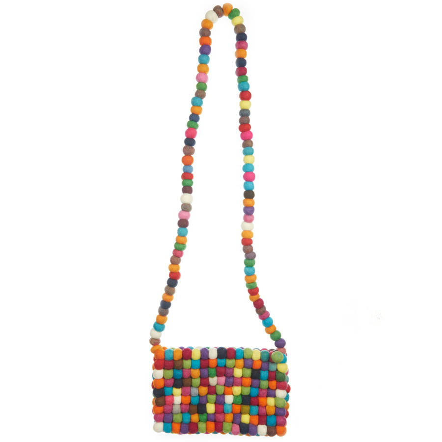 handmade felt ball garland bag by felt so good