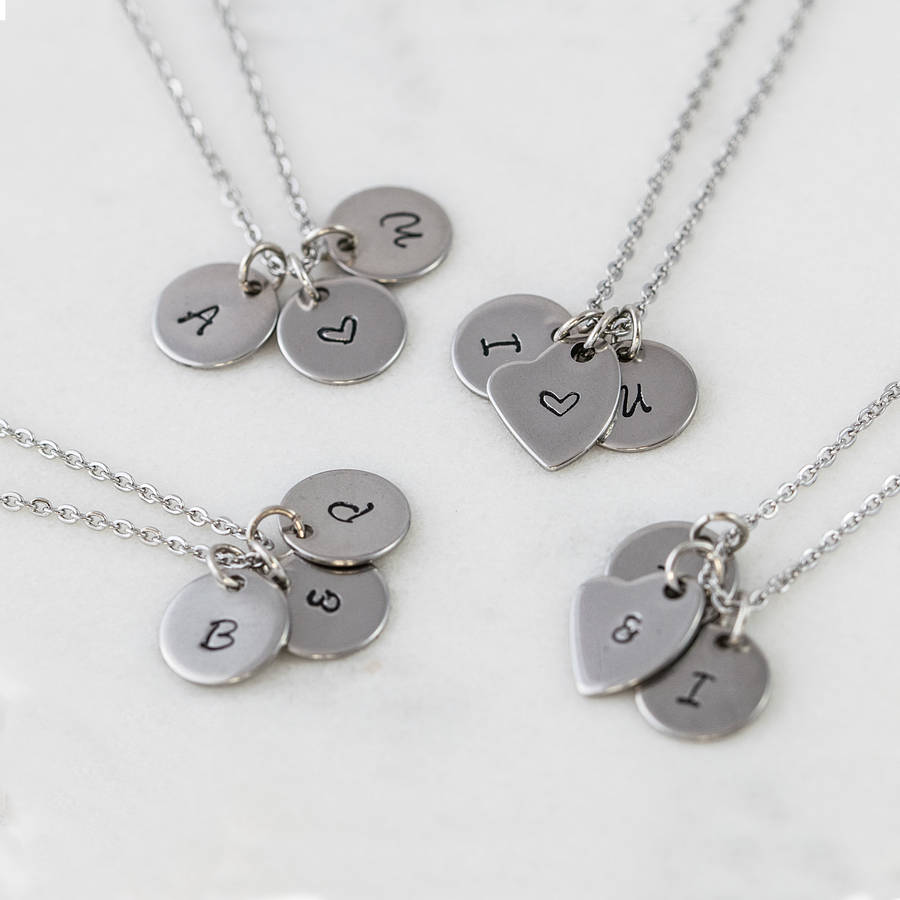 personalised stainless steel initial charm necklace by dose of rose