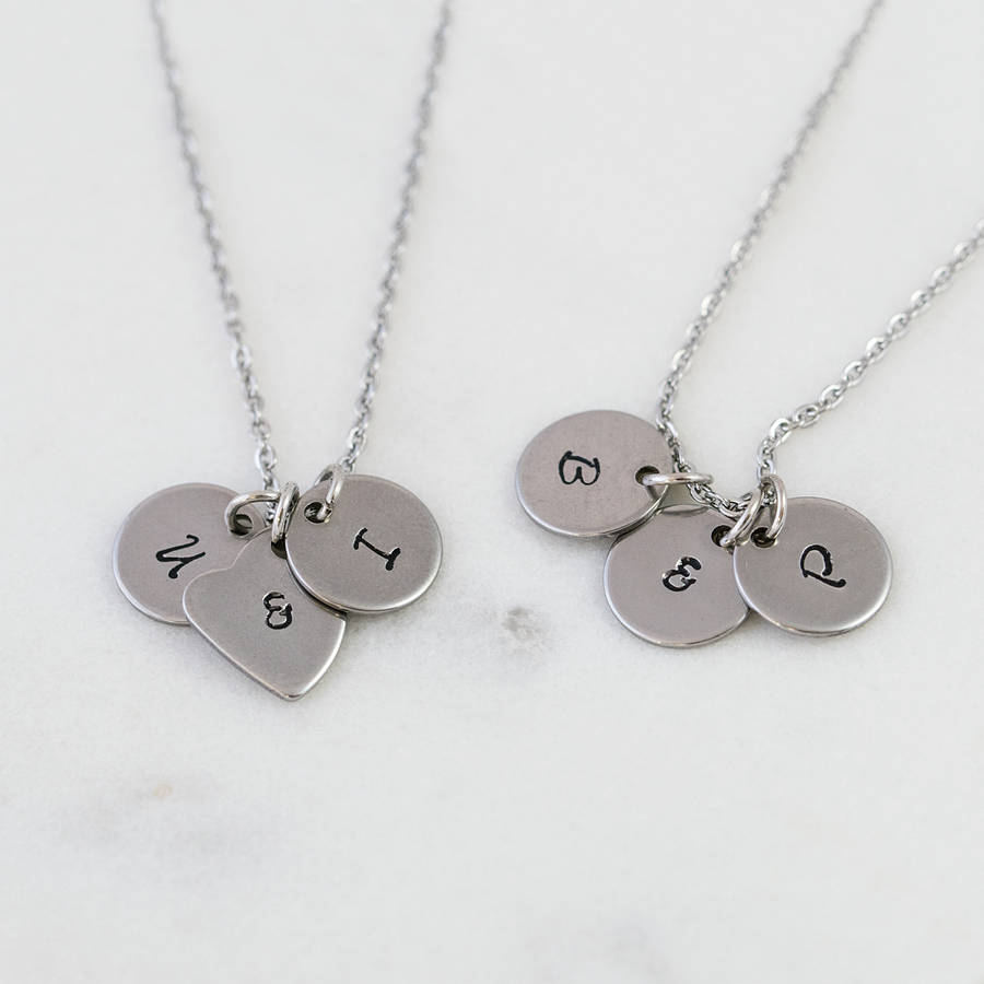 personalised stainless steel initial charm necklace by dose of rose