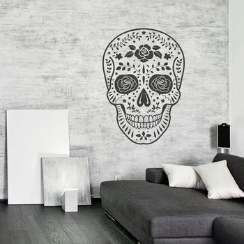Day Of The Dead Mexican Skull Vinyl Wall Sticker, 3 of 6