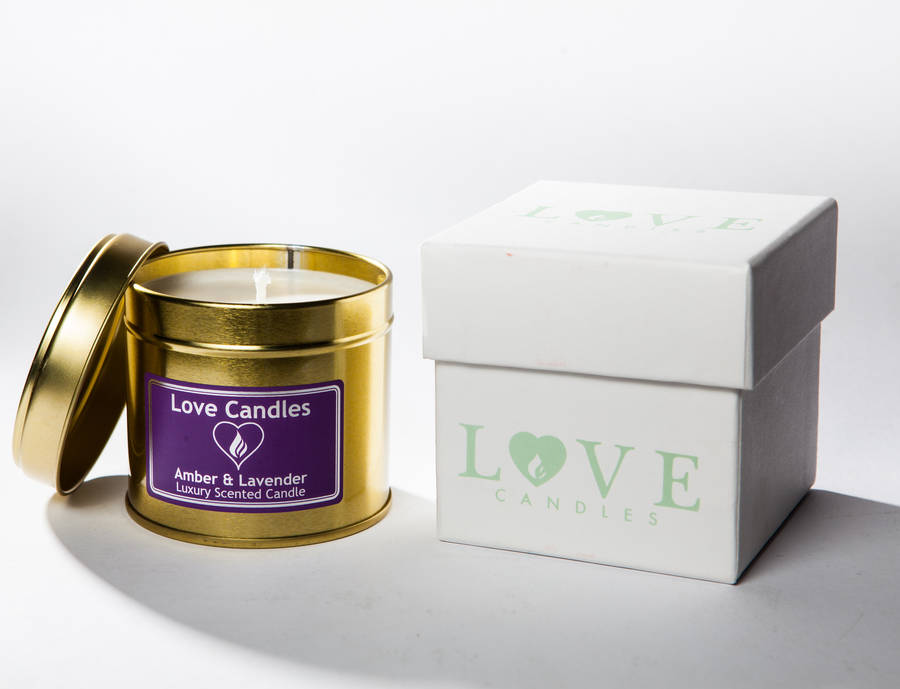 amber and lavender scented candle by love candles