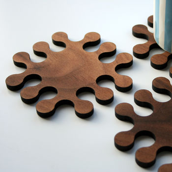 A Set Of Walnut Jigsaw Coasters, 2 of 5