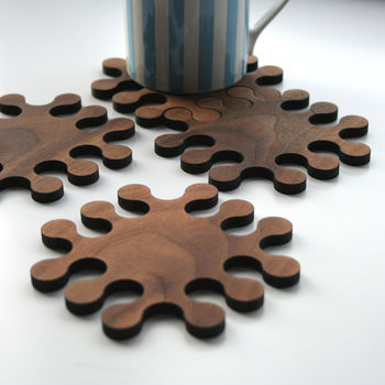 A Set Of Walnut Jigsaw Coasters, 5 of 5