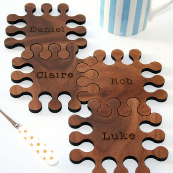 Personalised Walnut Jigsaw Coasters, 10 of 11