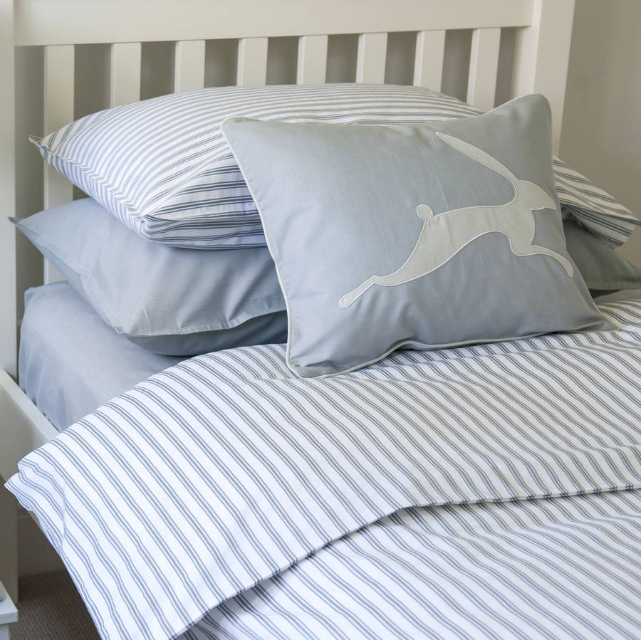 ticking stripe blue grey toddler cot bed duvet set by ...