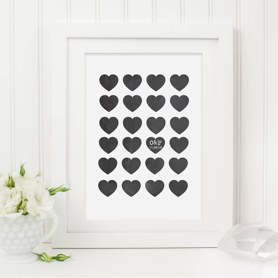 personalised chalkboard heart print by sweetlove press