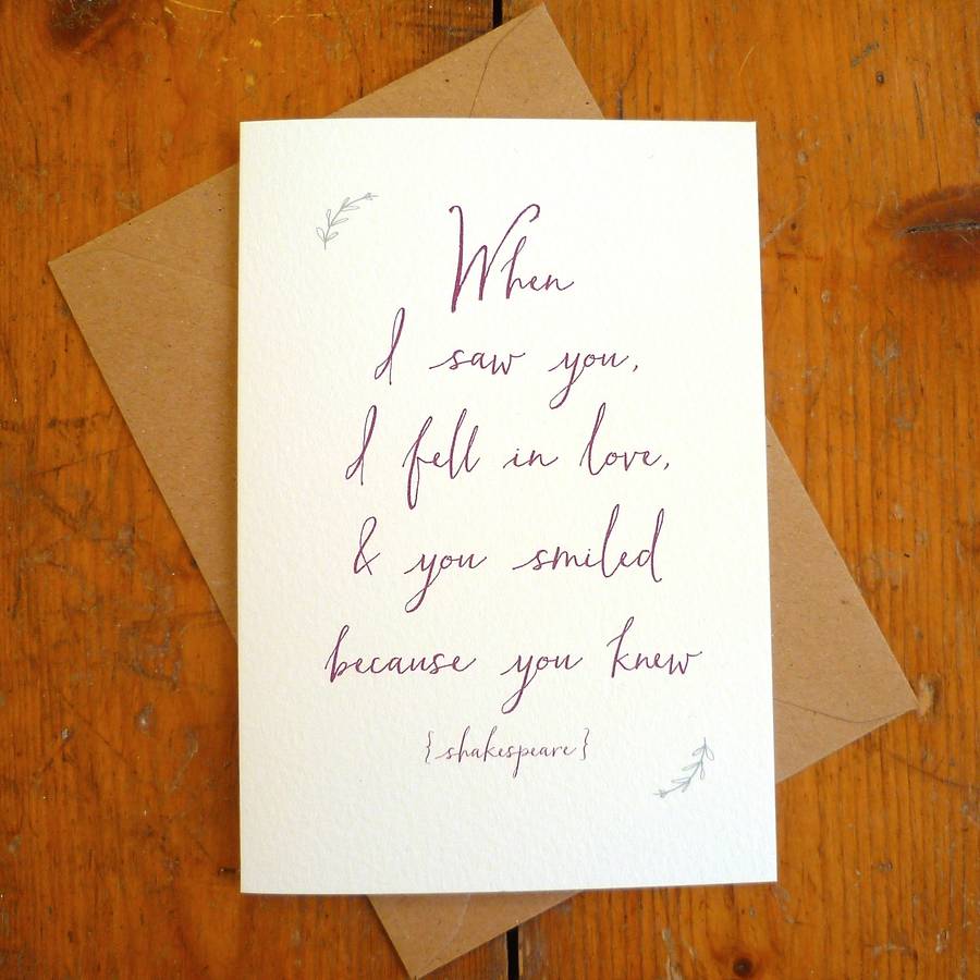 'When I Saw You' Valentine Quote Card By Watercolour Sky ...